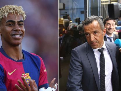وكيل الأعمال جورجي مينديز ولاعب برشلونة لامين يامال في صورة مركبة - الشرق