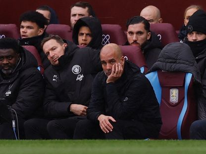 مدرب مانشستر سيتي بيب غوارديولا خلال مباراة ضد أستون فيلا - 26 أكتوبر 2025 - Action Images via Reuters