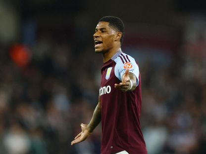 لاعب أستون فيلا ماركوس راشفورد خلال مباراة إياب ربع نهائي دوري الأبطال ضد باريس سان جيرمان - 15 أبريل 2025 - Reuters