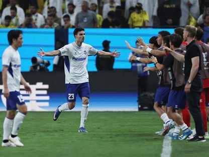 دينيز هوميت يحتفل بهدف غامبا أوساكا أمام النصر بنهائي دوري أبطال آسيا 2 - 16 مايو 2026 - Reuters