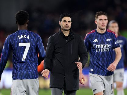 ميكيل أرتيتا مدرب أرسنال بعد مواجهة برينتفورد بالدوري الإنجليزي الممتاز - 12 فبراير 2026 - Reuters