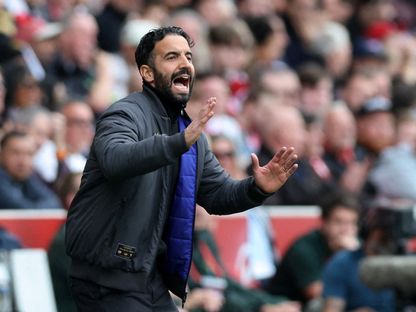 روبن أموريم مدرب مانشستر يونايتد خلال مواجهة برينتفورد بالدوري الإنجليزي الممتاز - 27 سبتمبر 2025 - Reuters