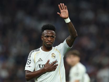 لاعب ريال مدريد فينيسيوس جونيور بعد إهدار ركلة جزاء ضد مانشستر سيتي في دوري أبطال أوروبا  - 11 مارس 2026 - Reuters