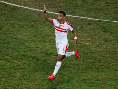 يوسف أوباما لاعب الزمالك يحتفل بتسجيل هدف في مرمى غورماهيا الكيني بكأس الكونفيدرالية الإفريقية - 10 مارس 2019 - Reuters