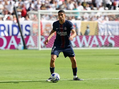 أشرف حكيمي لاعب باريس سان جيرمان خلال مواجهة ريال مدريد في نصف نهائي كأس العالم للأندية - 9 يوليو 2025 - Reuters
