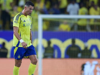 كريستيانو رونالدو مهاجم النصر خلال مباراة الرائد بالدوري السعودي- 22 أغسطس 2024 - X/@SPL