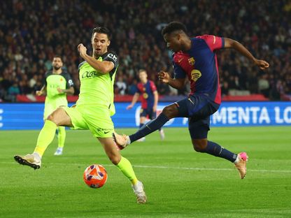 أنسو فاتي خلال مباراة بين برشلونة ومايوركا في الدوري الإسباني - 22 أبريل 2025 - Reuters