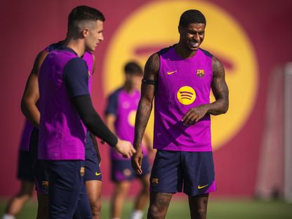 ماركوس راشفورد خلال تدريب لبرشلونة - 15 أغسطس 2025 - X/@FCBarcelona_es