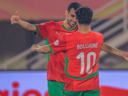 احتفال لاعبي المغرب بتسجيل هدف في مرمى السنغال بنصف نهائي كأس إفريقيا للمحليين - 26 أغسطس 2025 - X/@WilliamLmp