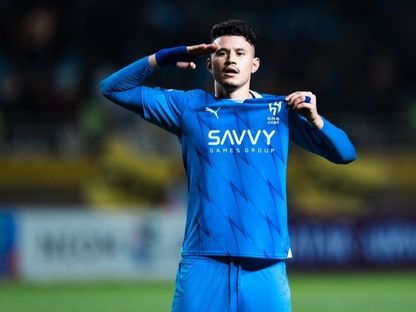 عبد الله الحمدان مهاجم الهلال السعودي يحتفل بهدفه في شباك سباهان اصفهان - 15 فبراير 2024 - X/Alhilal_FC