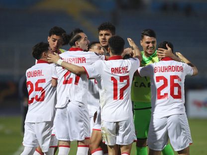 لاعبون من تونس يحتفلون بتسجيل هدف في مرمى كينيا بكأس إفريقيا تحت 20 عاماً - 4 مايو 2025 - X/@CAF_Online