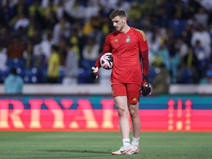 بينتو ماثيوس حارس النصر قبل مباراة التعاون بنصف نهائي كأس الدرعية للسوبر السعودي- 14 أغسطس 2024 - X/@AlNassrFC