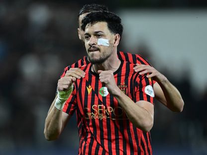 احتفال أحمد خالدي بهدفه في مباراة أولمبيك آسفي واتحاد العاصمة بكأس الكونفدرالية الإفريقية - 19 أبريل 2026 - X/CAFCLCC_ar