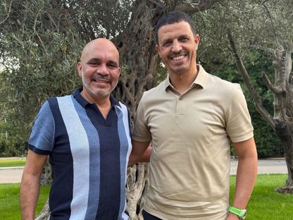 الأمير علي رئيس الاتحاد الأردني مع المدرب جمال السلامي - 5 يوليو 2026 - X/@AliBinAlHussein