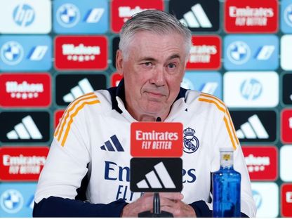 كارلو أنشيلوتي مدرب ريال مدريد خلال المؤتمر الصحفي قبل مباراة برشلونة في الدوري الإسباني - 10 مايو 2025 - realmadrid.com