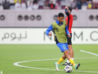 سلطان الغنام لاعب نادي النصر قبل مباراة الدحيل القطري - 7 نوفمبر 2023 - X/@AlNassrFC