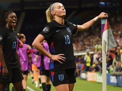 الإنجليزية كلوي كيلي تحتفل بهدف التأهل إلى نهائي كأس أمم أوروبا للسيدات على حساب إيطاليا - 22 يوليو 2025 - X/WEURO2025