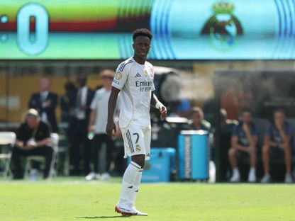 فينيسيوس جونيور مهاجم ريال مدريد خلال مباراة باريس سان جيرمان في كأس العالم للأندية - 9 يوليو 2025 - IMAGN IMAGES via Reuters Connect