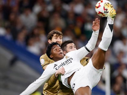إندريك يحاول تسديد ضربة مقصية في مباراة ريال مدريد وسوسيداد بإياب نصف نهائي كأس ملك إسبانيا - Realmadrid/x