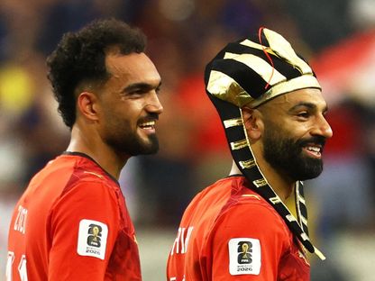محمد صلاح يحتفل مع زميله زيكو بفوز مصر على أستراليا في كأس العالم - 3 يوليو 2026 - Reuters