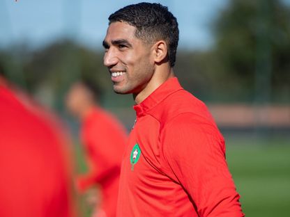 أشرف حكيمي خلال تدريب المغرب استعداداً لكأس الأمم الإفريقية - 18 ديسمبر 2025 - X/@EnMaroc