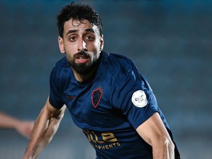 علي دباغ يحتفل بهدفه في مباراة الزمالك والمصري بكأس الكونفدرالية الإفريقية - 1 فبراير 2026 - FB/ZSCOfficial