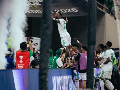 إيفان توني مهاجم الأهلي السعودي يحتفل بهدفه أمام فيسيل كوبي بنصف نهائي دوري أبطال آسيا للنخبة - 20 أبريل 2026 - x@ALAHLI_FC