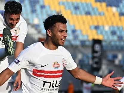 أحمد ربيع لاعب الزمالك يحتفل بالتسجيل ضد غزل المحلة - 4 أكتوبر 2025 - X/@epl_eg