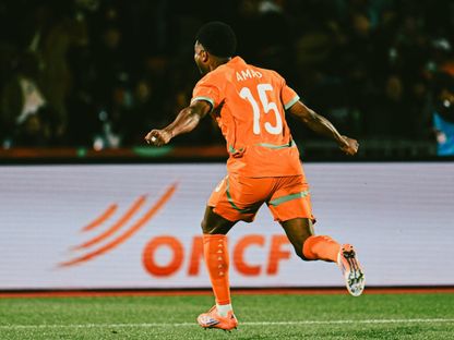 أماد ديالو يحتفل بهدفه في مباراة كوت ديفوار والكاميرون بكأس أمم إفريقيا - 28 ديسمبر 2025 - X/CAF_Online