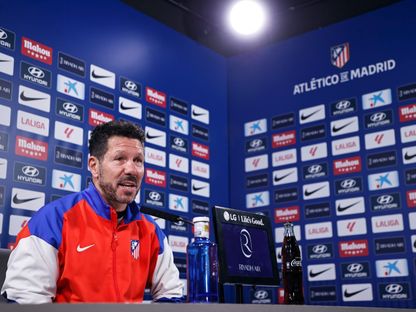 مدرب أتلتيكو مدريد دييغو سيميوني خلال مؤتمر صحافي - 17 يناير 2025 - X@Atleti
