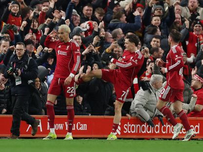 هوغو إيكيتيكي لاعب ليفربول يحتفل بالتسجيل ضد نيوكاسل - 31 يناير 2026 - Reuters