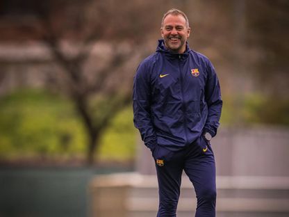 هانزي فليك خلال تدريب لبرشلونة - 14 مارس 2026 - fcbarcelona.es