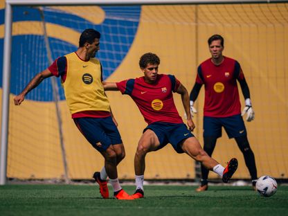 حمزة عبد الكريم خلال تدريب لبرشلونة - 24 أغسطس 2026 - fcbarcelona.es