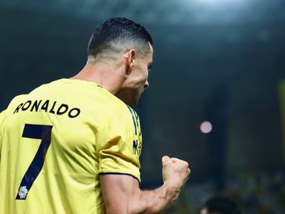 احتفال كريستيانو رونالدو نجم النصر بهدفه في مرمى النجمة بالدوري السعودي - 3 أبريل 2026 - X/@AlNassrFC