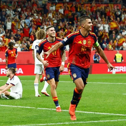 رودري يحتفل بهدفه مع إسبانيا أمام التشيك بدوري الأمم الأوروبية - 3 أكتوبر 2026