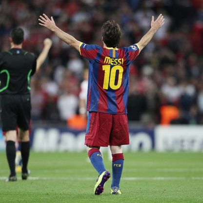 ليونيل ميسي في نهائي دوري الأبطال بين برشلونة ومانشستر يونايتد - 28 مايو 2011