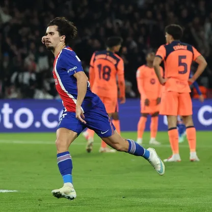 فيتينيا يحتفل بهدفه في مباراة باريس سان جيرمان وبرشلونة بدوري أبطال أوروبا - 20 أكتوبر 2026