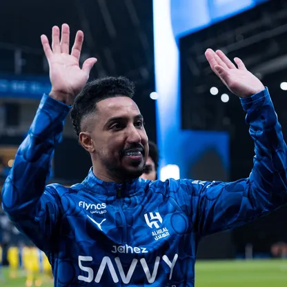 سالم الدوسري قائد الهلال يحتفل بالفوز على الحزم في الدوري السعودي - 8 يناير 2026