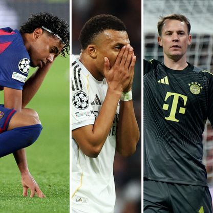 أبرزهم يامال ومبابي ونوير.. لاعبون مهددون بالغياب عن نصف نهائي أبطال أوروبا