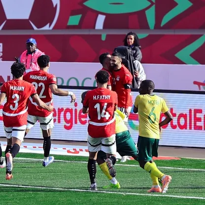 محمد صلاح قائد مصر يحتفل بهدفه أمام جنوب إفريقيا في كأس أمم إفريقيا - 26 ديسمبر 2025