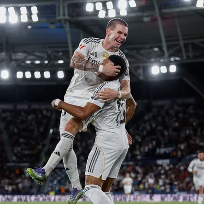 فرانكو ماستانتونو وكيليان مبابي من مباراة ريال مدريد وليفانتي بالدوري الإسباني - 23 سبتمبر 2025