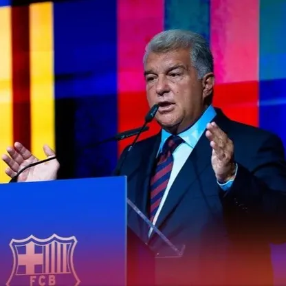 جوان لابورتا متحدثا بعد تسلمه بشكل رسمي رئاسة نادي برشلونة - 1 يوليو 2026