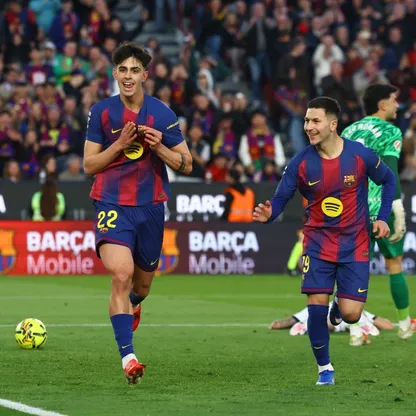 مارك بيرنال لاعب برشلونة يحتفل بهدفه أمام مايوركا بالدوري الإسباني - 7 فبراير 2026