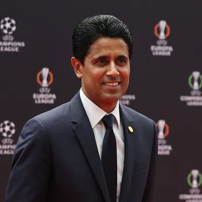 ناصر الخليفي رئيس باريس سان جيرمان خلال قرعة دوري أبطال أوروبا - 27 أغسطس 2026