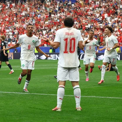 براهيم دياز لاعب المغرب يحتفل مع عز الدين أوناحي ضد كندا - 4 يوليو 2026