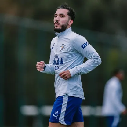 ريال شرقي خلال تدريبات مانشستر سيتي قبل مباراة برايتون في كأس الرابطة الإنجليزية لكرة القدم - 26 أكتوبر 2026