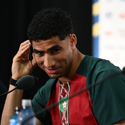 أشرف حكيمي لاعب المغرب في مؤتمر صحفي قبل مواجهة البرازيل - 12 يونيو 2026