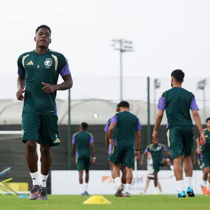 لاعبو المنتخب السعودي في حصة تدريبية قبل مواجهة مصر الودية - 26 مارس 2026