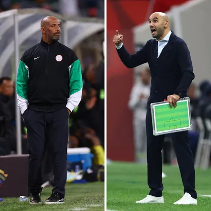 مدرب المغرب وليد الركراكي ومدرب منتخب نيجيريا إريك شيل في صورة مُركبة