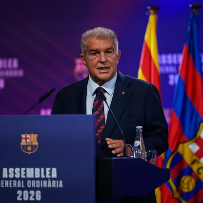 رئيس برشلونة جوان لابورتا خلال الجمعية العمومية للنادي - 19 سبتمبر 2026